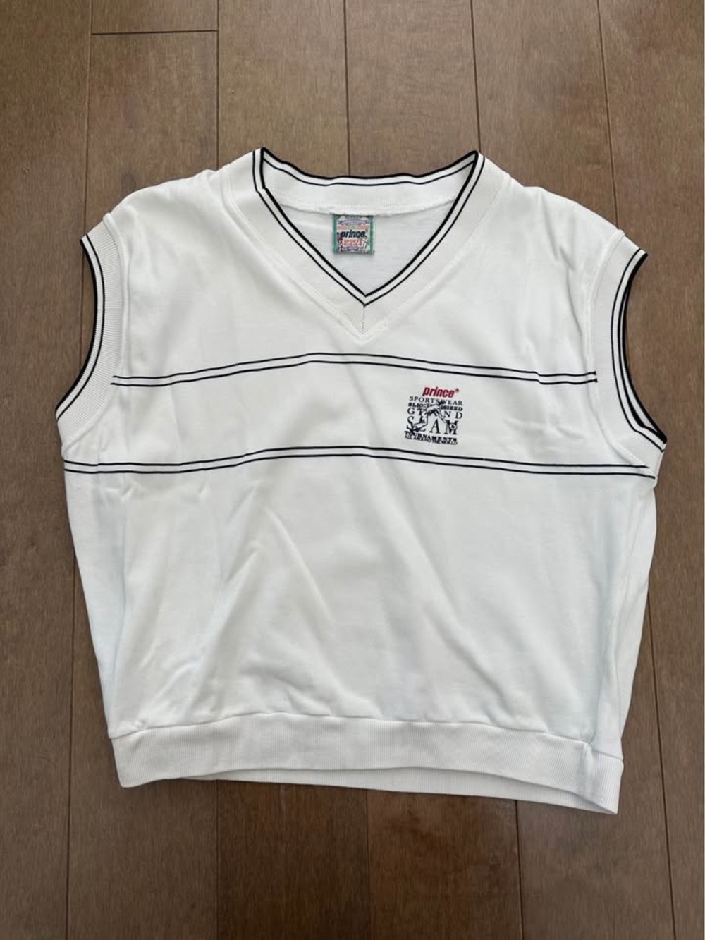Prince White Sleeveless V-Neck vest